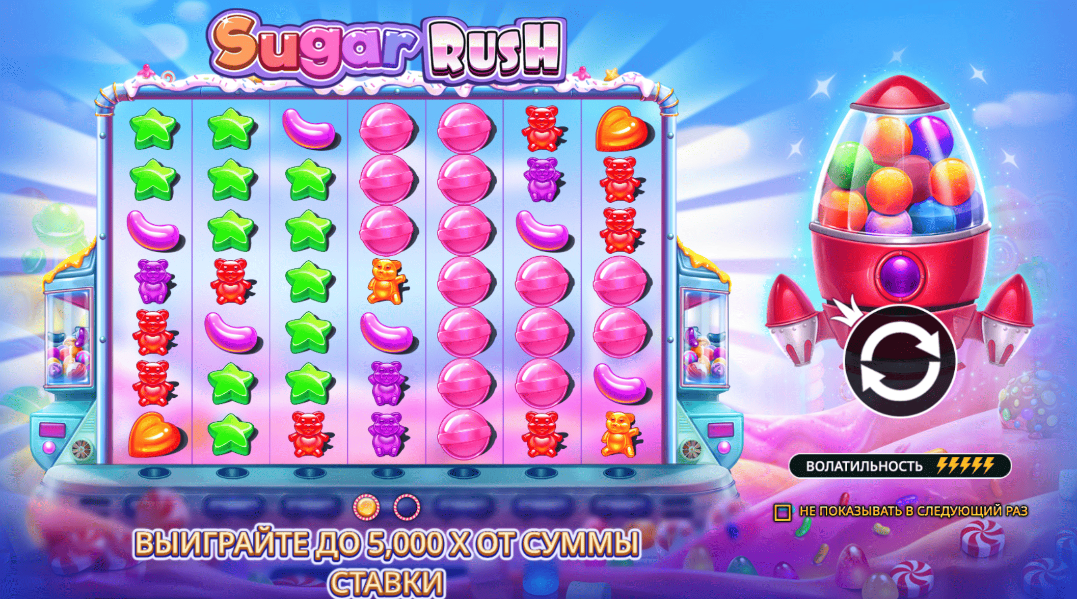 Интерфейс игрового автомата Sugar Rush
